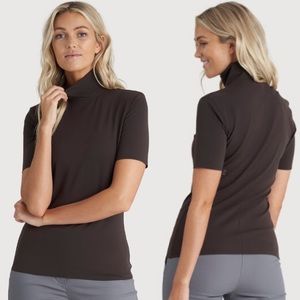 Kit and Ace short sleeve turtle neck, black.